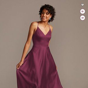 David's Bridal Bridesmaid Satin Wine (F20131)
